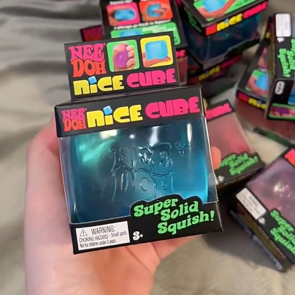 Nee Doh Nice Cube - Super Solid Squish! (Blue) - Brand New