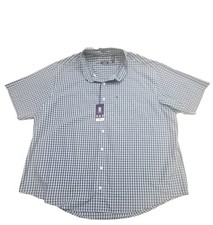 Izod Breeze Short Sleeve Button Down Casual Shirt Blue Check Mens Size 3XLT