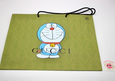 Gucci Doraemon Collaboration Paper Shopping Bag Shopper Grün aus Japan