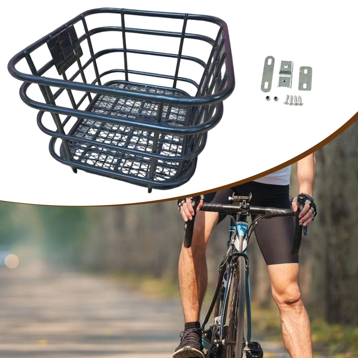 Cestino Anteriore In Ferro Nero Per Scooter E Bici, Grande Capacità Con Coperchio, Porta Oggetti Multiuso - 3
