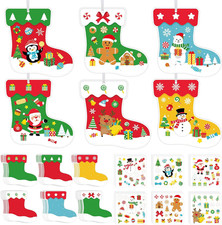 48Pcs DIY Christmas Craft Kits for Kids, Christmas Tree Stockings Ornaments Kit,