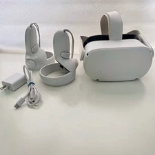 Oculus Meta Quest 2 Headset Controllers Charger Cleaned 128GB SEE PHOTOS DAMAGE