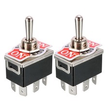 2 x Black AC 250V/10A 125V/15A DPDT 3 Position ON/OFF/ON 6 Pins Toggle Switch