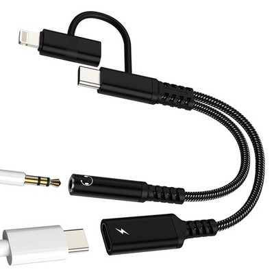USB C Lightning to 3.5mm Headphone Jack Adapter (2 in 2) for Iphone 17 16 15 ...