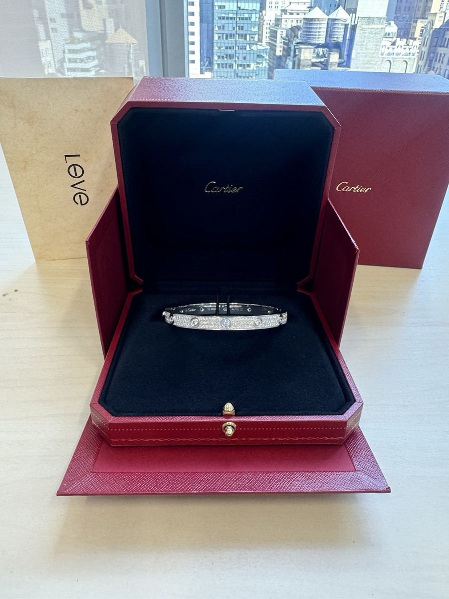 Cartier Love White Gold Pave Size 18 N6727418 Full Set | eBay