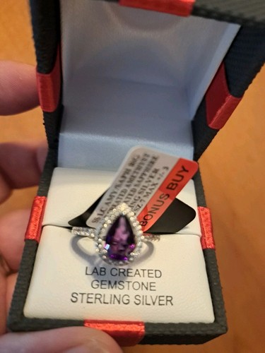 Womens Sterling Silver Lab Created Amethyst And Sapphire Size 7 Ring