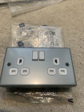 Metal Clad 13A Double 2 Gang Switched Socket Steel Industrial Wall Outlet - BG