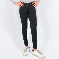 For Horses Elsa Girls Breeches Size 14 Black Knee Grip Riding Pants Made Italy