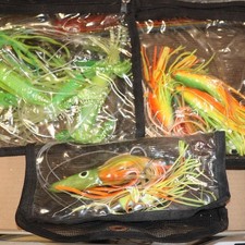 Lot of 3 Rigged Teaser Trolling Lure Squid Lines  Tuna Mahi Billfish  Lot K