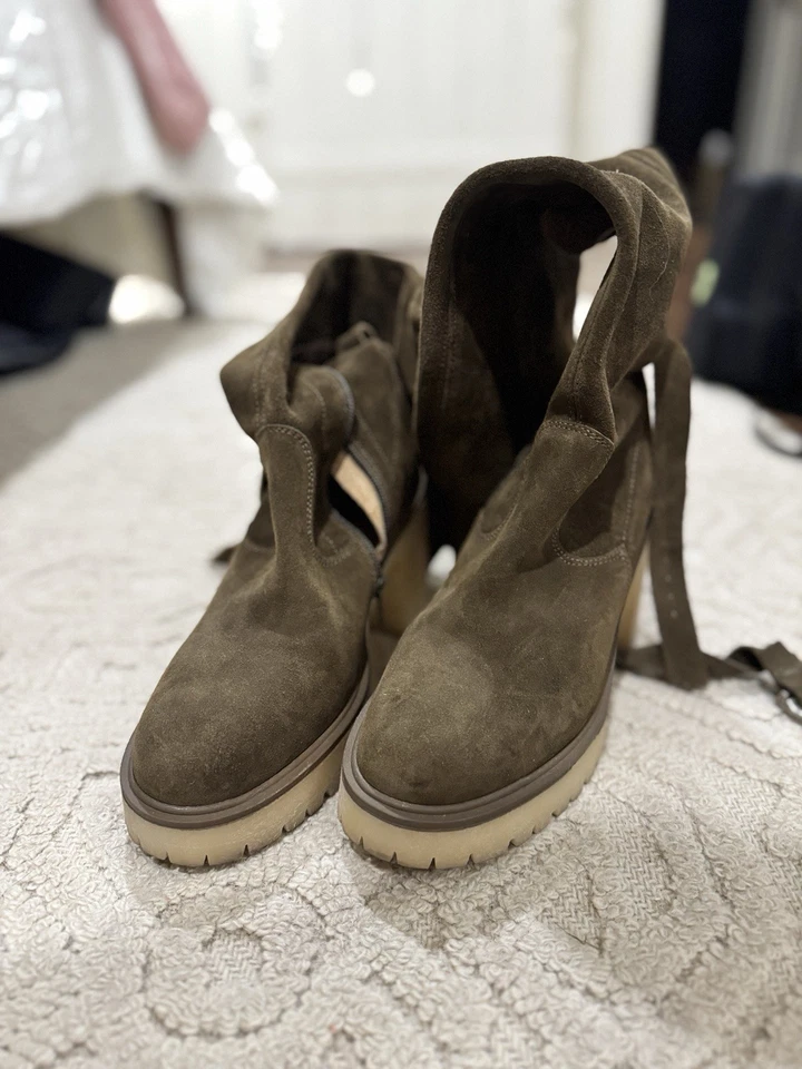 Botas por encima de la rodilla Free People Jasper para mujer talla 7 | gamuza marrón Foto 3 de 4
