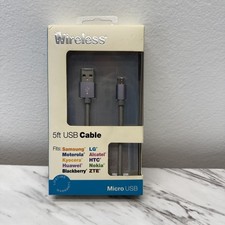 Just Wireless 5ft Micro USB Cable Samsung Motorola Blackberry Lg Nokia ZTE