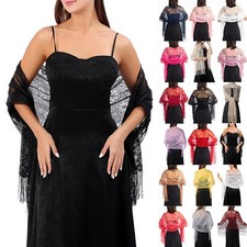 Charming Wedding Wrap Shawl with Tulle Lace Sheer Scarf Tassels for Proms