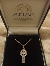 Shetland Jewellery Silver 925 Celtic Cross Traditional Necklace In Box Gift