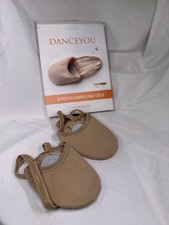 Stretch Canvas Dance Shoe Tan Turners Turn And Kick Half Soles Small