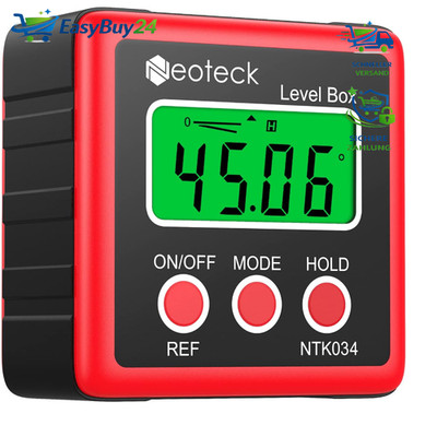 Winkelmesser Digital LCD Neigungsmesser Inklinometer Wasserdicht Rot 360°