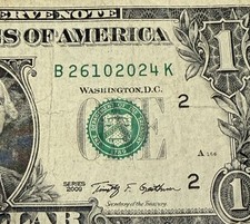 October 26 2024 Birthday Note $1 Fancy Serial Number One Dollar Bill 26102024
