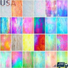 24 Stained Glass Sheets DIY Kit Colorful Craft Supplies Fun Art Projects New