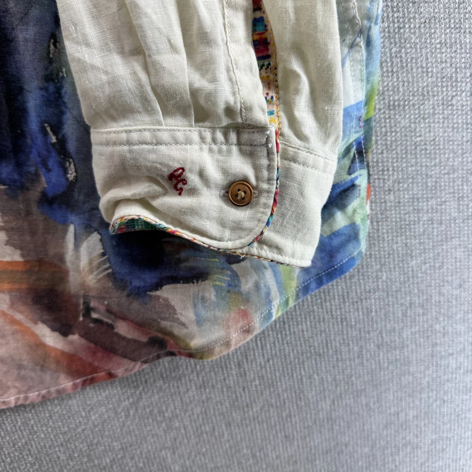 Robert Graham Shirt 3XL Watercolor 100% Linen Flip Cuff Painted Button Up Rare - Image 4 of 4