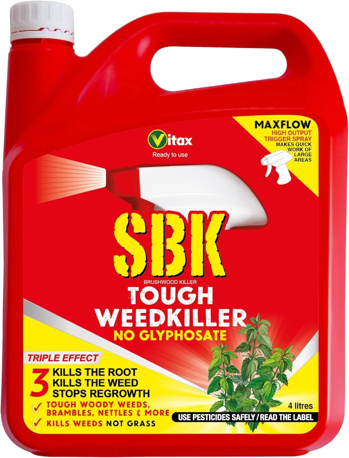 Vitax SBK Brushwood Killer RTU Tough Weedkiller Brambles Tree Stump Nettles 4L