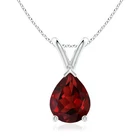 Angara Natural V-Bale Pear-Shaped 1.8 ct Garnet Solitaire Pendant in Silver