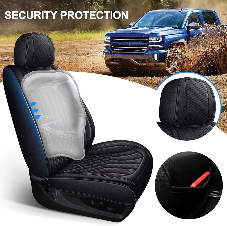 Truck Seat Covers Leather Front Rear Set For Chevrolet Silverado 1500 2007-2018 Foto 4 de 4
