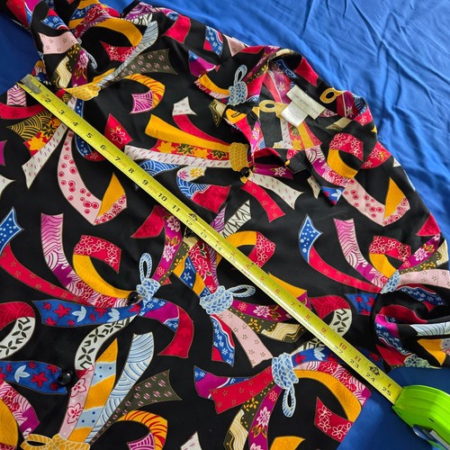 Top vintage Susan Graver abotonado talla L de gran tamaño artístico boho colorido caprichoso - Imagen 9 de 10