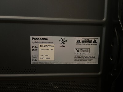 2007 Panasonic TH-58PZ700U 58