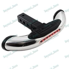 BRAND NEW 1PCS UNIVERSAL STEEL CHROME HITCH REAR TOW TRAILER LED BACK STEP BAR