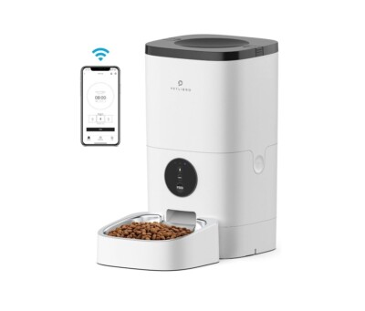 Automatic Dog/Cat Feeder, 6L Food Dispenser, Customize Feeding Schedule, Wi-Fi 