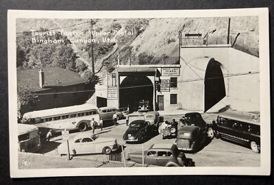 Tourist Traffic Upper Portal Bingham Canyon Utah RPPC
