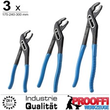 3-tlg Profi Wasserpumpenzangen Set 175mm 240mm 300mm Wapu Zange Rohr Schlüssel