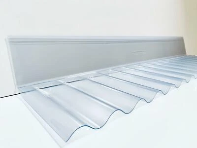 MARKENLOS +++ PVC Sinus Wellplatte 76/18 Wandanschluss in glasklar witterungsbeständig +++