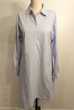 Cupio Blue White Stripes Asymmetrical Collar Beach Vacation Dress Size Small