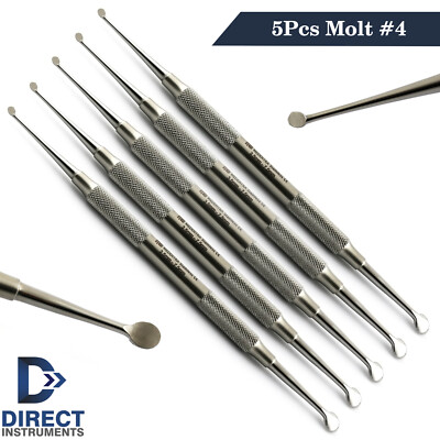 5 Pieces Dental Molt #4 Elevator Periosteal Bone Curette Surgical Instruments