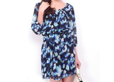 Three Pink Hearts Women's Blue Dress Cottages Core Fairy Y2K Whimsical Dainty -S