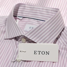 Eton NWT Casual Button Down Shirt Size 42 16.5 L Contemporary in Purple Stripes