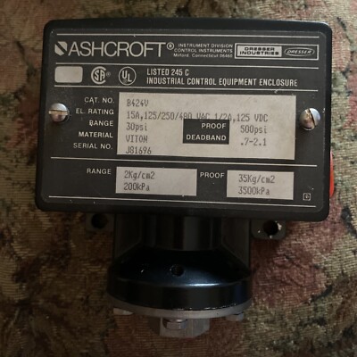 NEW IN BOX  ASCHROFT B424V PRESSURE SWITCH 1000PSI RANGE 12000 PSI PROOF
