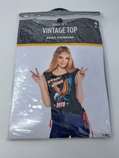 Disco 70's Vintage Top Retro Fever Black Fancy Dress Up Halloween Adult Costume