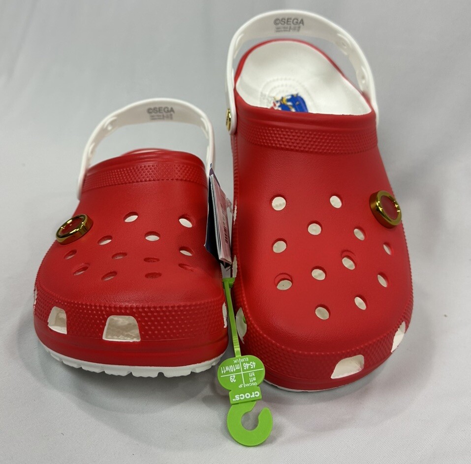 Sonic The Hedgehog CROCS Classic Mens Size 11 Red White #208641