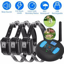 Wireless Electric Dog Fence Pet Shock Boundary Containment Training Collar Dogs