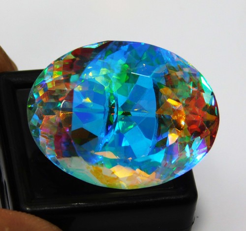 Certified 68.60 Cts Natural Oval Cut Brazilian Mystic Topaz Loose Gemstone - Picture 3 of 6
