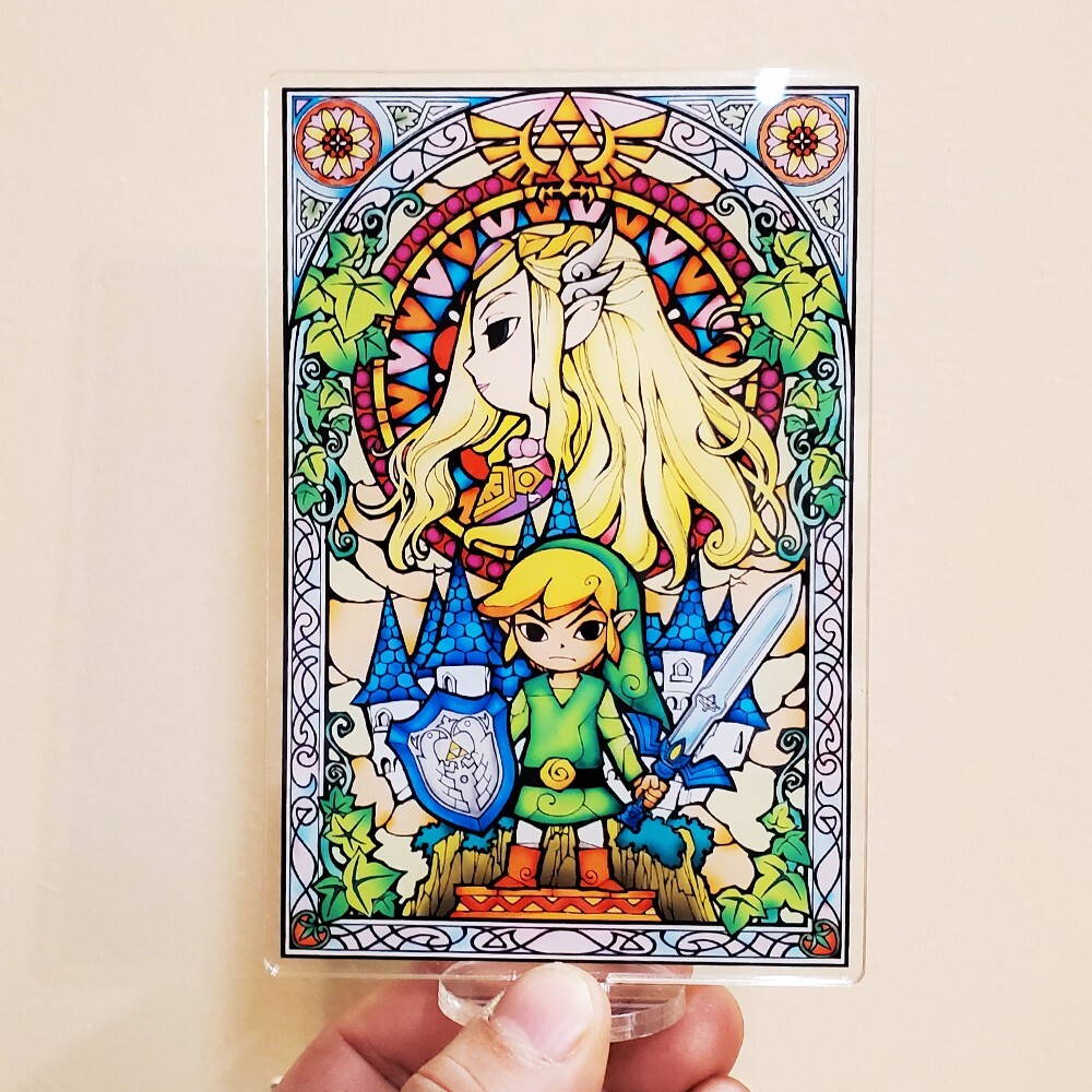 Link & Zelda mural acrylic standee 4x6 inches ▲ Wind Waker NES game room gift