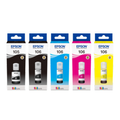 Epson 105 & Epson 106 Komplettset 5 EcoTank Drucker Tintenflaschen