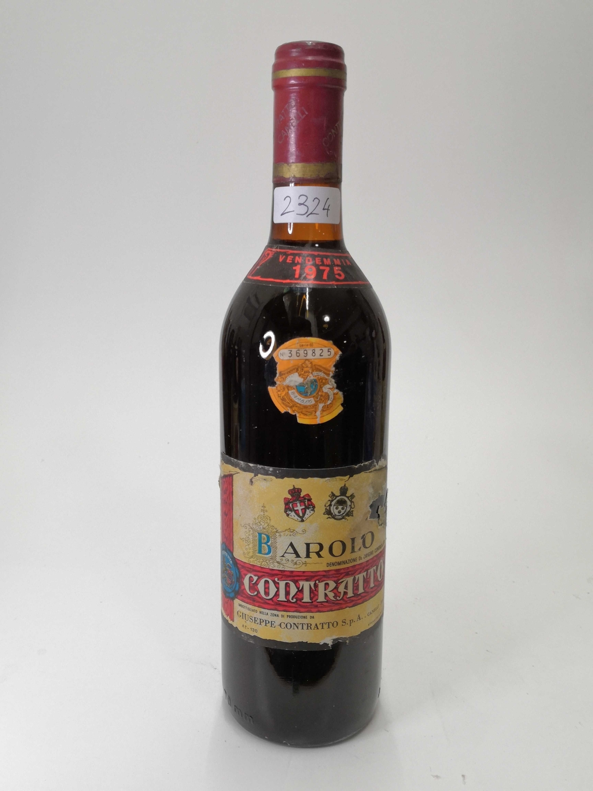 Vintage Bottle - Giuseppe Contratto Barolo 1975 0,72 lt. RUINED LABEL - COD. 232