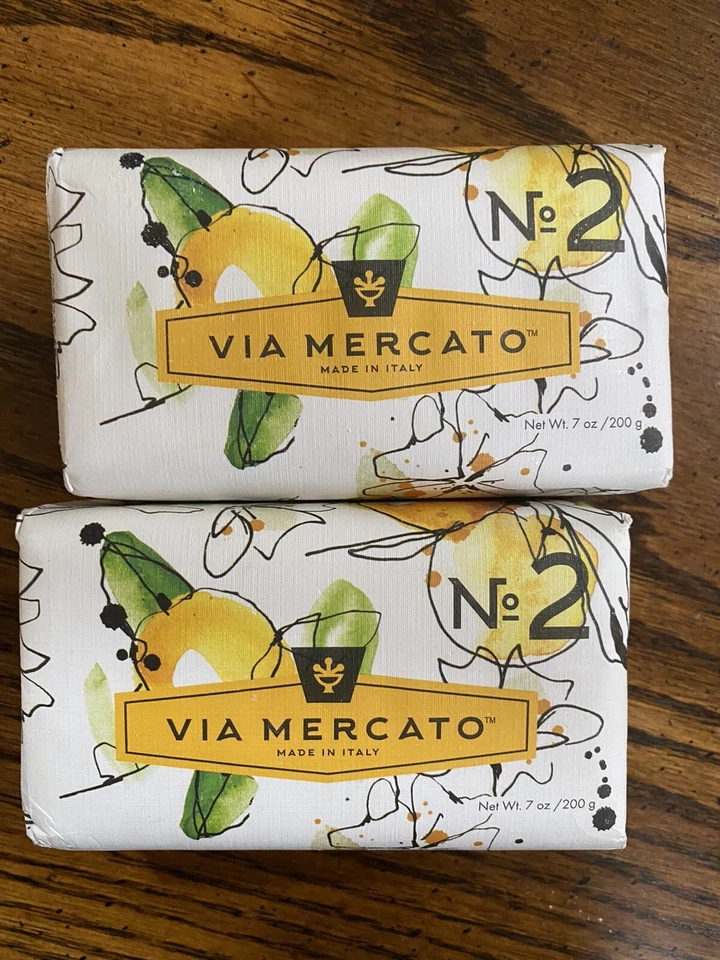 LOTE DE 2 Via Mercato Nº 2 jabones en barra de té verde y almizcle blanco de 7 OZ cada uno Foto 2 de 4