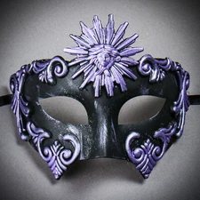 Black Purple SUN GOD King Emperor Venetian Masquerade Ball Prom Party Mask