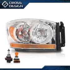 Right Side Fit For Dodge Ram 1500 2500 3500 w/ Chrome Bezel 2006-2009 Headlight