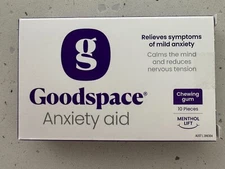 Goodspace Anxiety Aid Chewing Gum Menthol Lift 10 Pieces/Box, Exp 08/25 Sealed