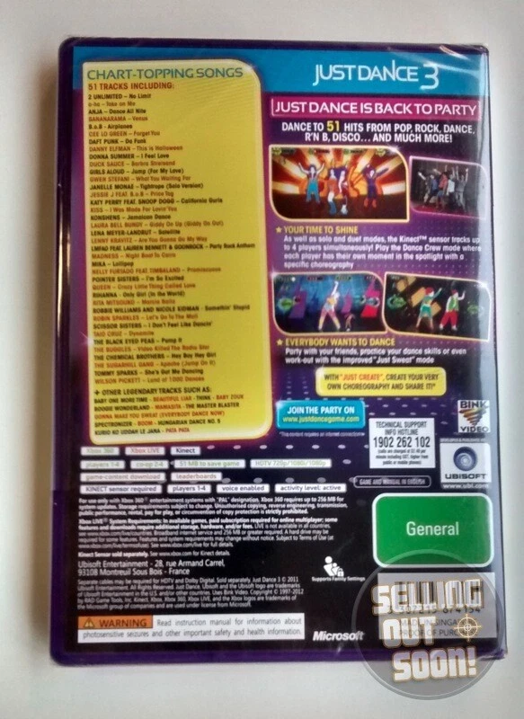 Just Dance 3 Xbox 360 Kinect NEW RARE AUS PAL Dancing Game Pop Music X3 Console - Image 3 of 4