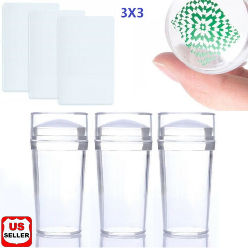 3pcs/set Clear Jelly Silicone Nail Art Stamper Scraper DIY Nail Art Stamper Tool - Picture 1 of 9